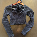 Garage  Cross Neck Crop Top Ribbed Long Sleeve Photo 0