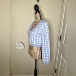 Haute Monde NTM: Light Blue & White Cropped Houndstooth Cardigan Size Medium Photo 10