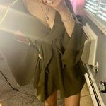 Showpo  olive green deep v bell sleeves dress Photo 0