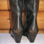 Vintage 80's Black Tall Heeled Leather Boots Black Size 9 Photo 6