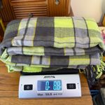 Gap  Plaid Blanket Scarf Wrap w/ Fringe Gray Neon Green 84” by 24” Acrylic Unisex Photo 8