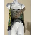 LILI SIDONIA Molly Bracken Leopard Print Sheer Lace Trim Camisole Top SIZE XS Green Photo 4
