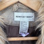 Newport News Vintage 90s 100% Leather Faux Fur Shearling Coat | Sz 6 | Brown Tan Photo 3