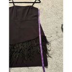 Sam Edelman Size 6 Spaghetti Strap Asymmetrical Feather Trim Mini Sheath Dress Photo 5