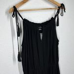 City Chic S/ 16 Black Maxi Tassel Dress High Keyhole Neck Gauze Knit Photo 3