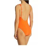 Sanctuary  Womens One Piece Swimsuit Large Pink V- Neck Adj. Strap High Cut Leg Photo 4