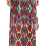 Alice + Olivia  Miabella Maxi Skirt Sheer Flowy Wrap Tribal Multi Colored Size XS Photo 0
