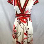 BCBGMAXAZRIA beautiful white pink and brown floral print faux wrap dress small Photo 0