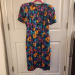 Vintage short sleeve floral tropical mod peplum pleated pin up retro dress Pink Photo 10