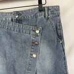 Women's Light Blue Denim Skirt L Asymmetrical Button Front Pockets Casual Retro Size L Photo 1