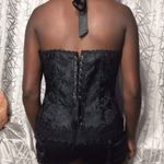 Vtg Classic black floral lingerie top corset Size L Photo 2