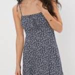 American Eagle Outfitters navy floral ruched square neck mini dress Photo 1