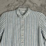J.Jill Shirt Womens Medium Blue White Stripe Love Linen Popover Tunic Coastal Photo 3