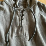 Aerie  oversize Boho hooded pull over dark wash gray Photo 6