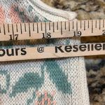 Vintage Women Large Knitted‎ Cardigan Vest Embroidered V Neck Floral Spring Pink Photo 2