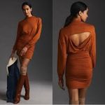 Anthropologie DAILY PRACTICE Cozy Ruched Dress Long Sleeve Mini Size Small S Tan Photo 2