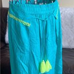 Trina Turk Cascais Wave Split Leg Pants Size XL in Aqua Neon Lime Green Photo 9