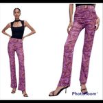 ZARA  printed flare high waisted pants. Retro swirl pattern. Photo 1