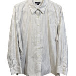 Lands' End LANDS’S END No Iron Pinpoint Oxford Plaid Button Up Top Women's Size 28W Career Photo 0