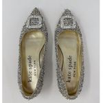 Kate Spade Sandals Silver Buckle Up Flats Metallic Tweed Pointed Toe US 6.5 B Photo 4