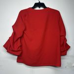 H&M Women's Red V-Neck Blouse Puff Sleeve Top Size 2 Dressy Casual Photo 6