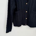 ZARA  Black Cable Knit Button Front Cardigan Sweater Size Medium Photo 4