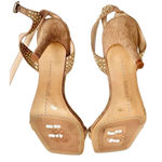 Vince Camuto Sandals Size 7.5 Tan Leather Saprenda Rhinestone Square Toe Ankle S Photo 5