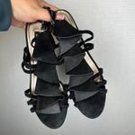 Nanette Lepore  Black Suede Ruffle Strappy Heels Sandals Women's Size‎ 9.5 Photo 2