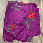 Ascher London Silk Scarf Red‎ Rose Floral Fuchsia Purple 100% Silk Made in Italy Photo 1