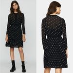 Maje Rivoli Floral Embroidered Black Pleated Midi Dress, Size 3 (Size L) Photo 1