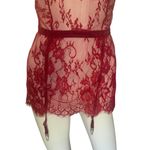 Women’s medium red lace slip teddy lingerie babydoll chemise with garter straps Photo 5