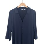 Chico's Navy Blue Button Front Long Line Shirt Cardigan Sz 16P Photo 1