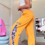 Nba los angeles lakers basketball gold yellow wide leg sweatpants Photo 2