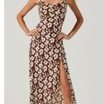 ASTR  The Label Brown White Floral Cowl Midi Dress Size Small Photo 0