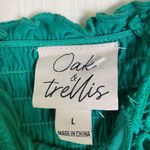 Oak & Trellis Women's Shirt Sz L Kelly Green Crochet Ruched‎ Top Sleeveless Photo 3