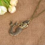 Boutique Gold Mermaid Long Necklace Pendant Beach Boho Photo 2