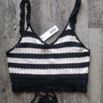 BB Dakota  Canary Cropped Tank Black and White Striped size Small Photo 0