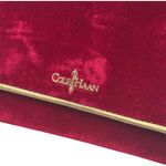 Cole Haan Masquerade Envelope Clutch Velvet Leather Red Gold Photo 1
