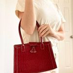Liz Claiborne Maroon Alligator Shoulder Bag Photo 1