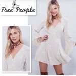 Free People  Jasmine Embroidere Floral Mini Dress Women’s Sz S Cream Bell Sleeve Photo 1