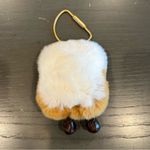 Faux Fur Fluffy White and Brown Toast Keychain Bag Charm Photo 2