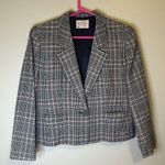 Pendleton Petite 100% Wool Cropped Gingham and Pink Blazer Size 10P Photo 0