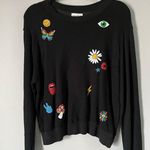 Lauren Moshi  Black Spalding Sweatshirt With Retro Elements And Heart Accent XS Photo 0