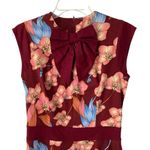 Voodoo Vixen Bow Front Floral Burgundy Dress size small Pin Up Red Photo 1