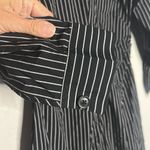 A New Day NEW Black Pinstripe Shirt Dress Midi Contemporary Chic Menswear Office Teacher Photo 6