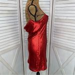 ZARA Sequin Cowl Back Cocktail Mini Slip Dress Red Small Photo 4