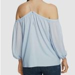 1. State  Women's Dusty Blue Halter Off-The-Shoulder Chiffon Blouse - Small - NWT Photo 3