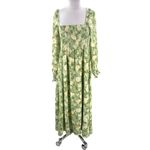 OPT O.P.T. Classic Smocked Maxi Dress floral slit sz XL Green Photo 6