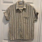 Sonoma ‎ Goods For Life Oversized Button Up Shirt Yellow Striped Gauze Medium Photo 0