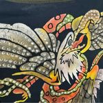 VTG 1999 Great China Wall Tattoo Top Studded Rhinestones Crystals Y2K Vibes M Black Photo 3